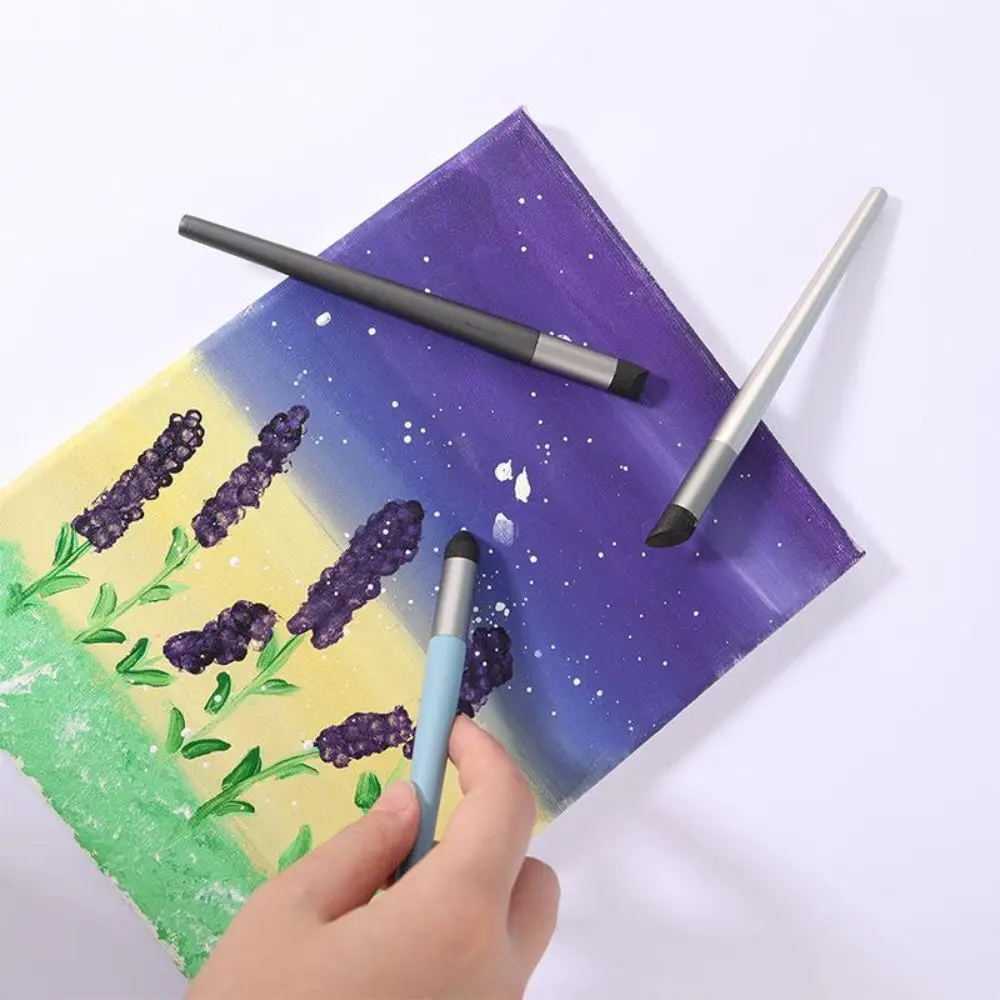 3Pcs Soft Sponge Head Oil Pastel Blending Pen Reusable Washable Paintbrushes Lightweight Wipe Coloring Brush