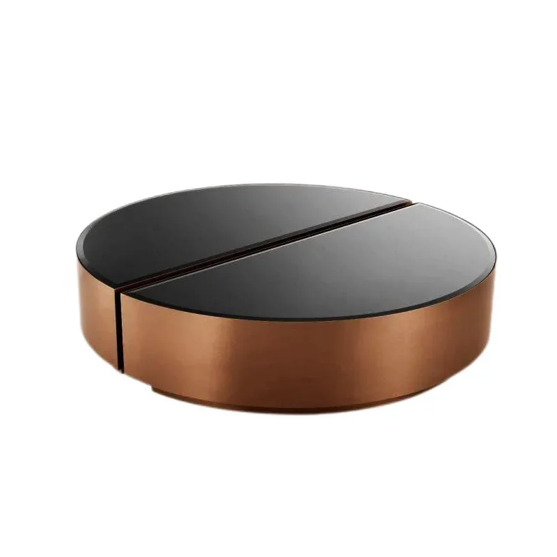 Designer furniture light luxury modern semi-circular stainless steel coffee table combination living room glass