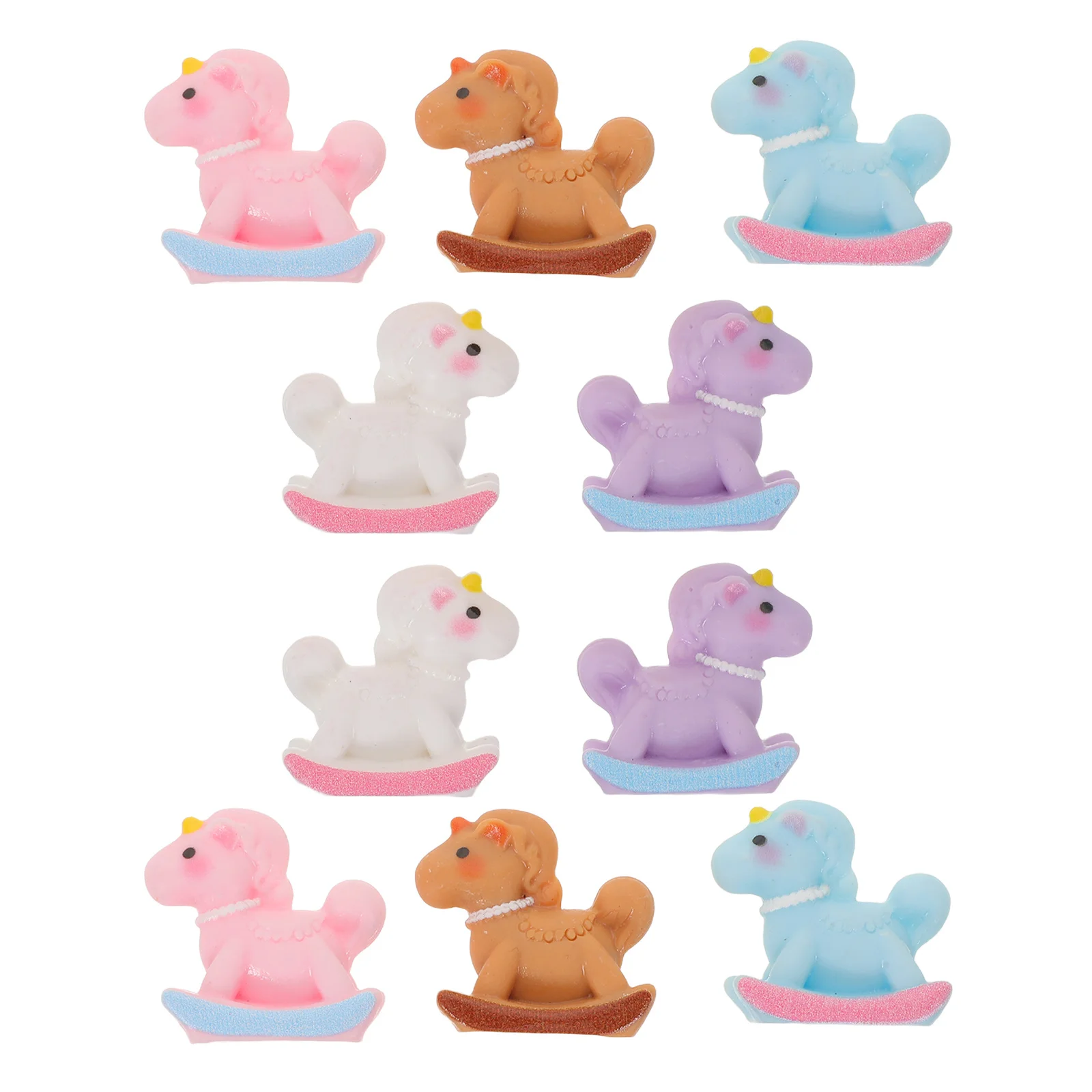 

10Pcs Macaron Color Mini Rocking Horse Figurines Resin DIY Accessories Cake Toppers Birthday Party Table Scatter Dollhouse Decor