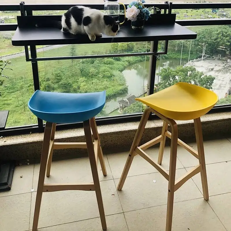 

Taburetes Minimalist Portable Bar Stool Modern Nordic Wood European High Tripod Chair Comfortable Para Barra De Cocina Furniture