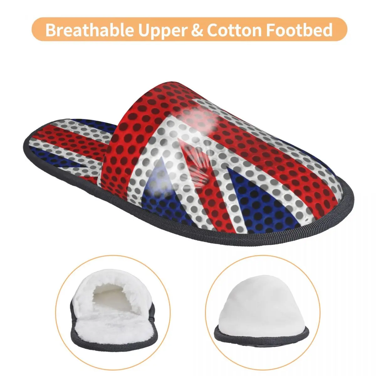 Custom The Union Jack Memory Foam Slippers Women Cozy Warm National flag of UK House Slippers view 3