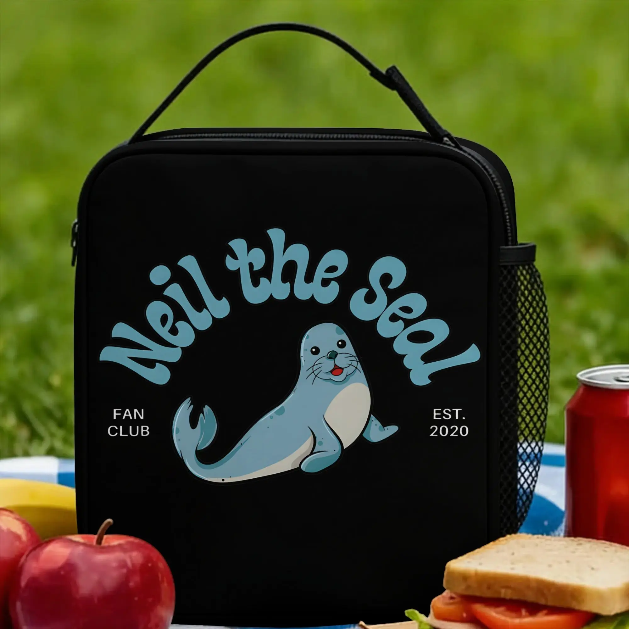 Neil The Seal  Lunch Bag For Men  Graphic Design Lunch Box Leisure Outdoor Picnic Cooler Bag Portable Oxford Tote Food Bags