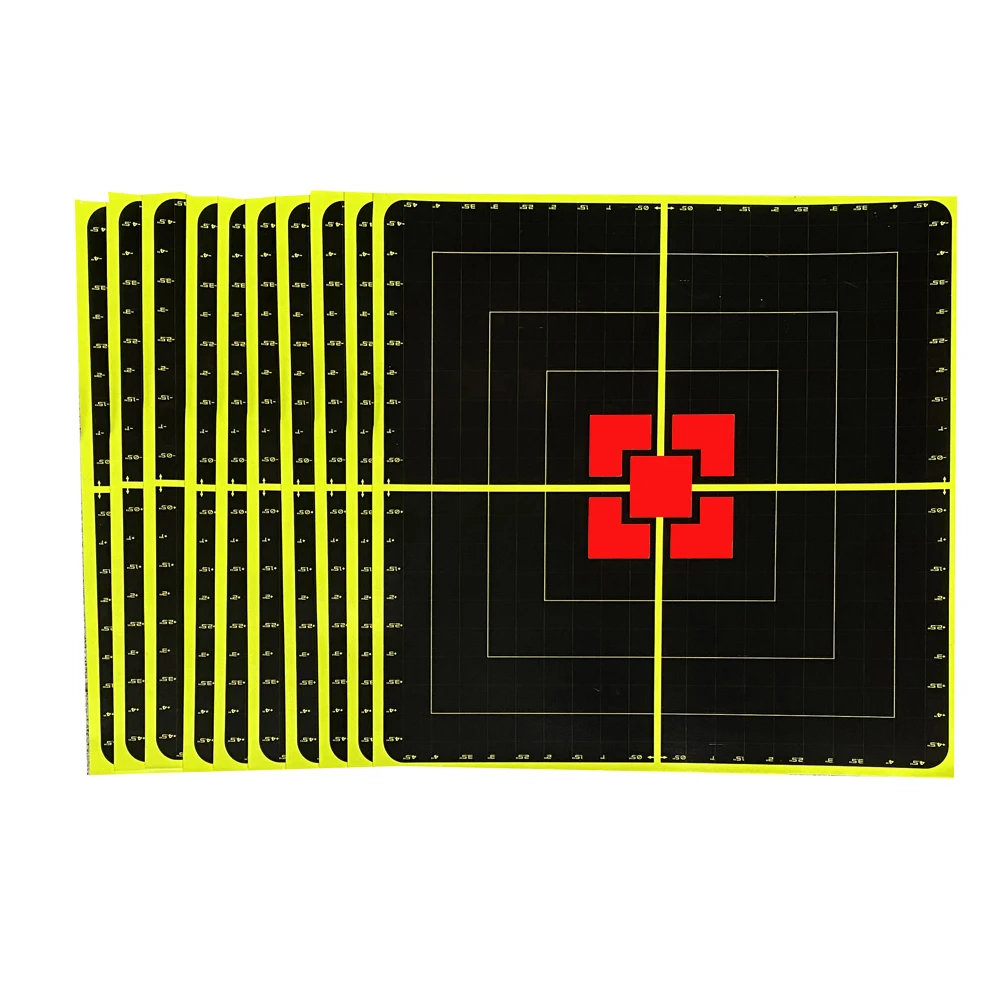 Sight-in Assist REAL Color-impact Sticker Targets 10 Counts per Pack 10 Inch @Side Length Half Inch Grids