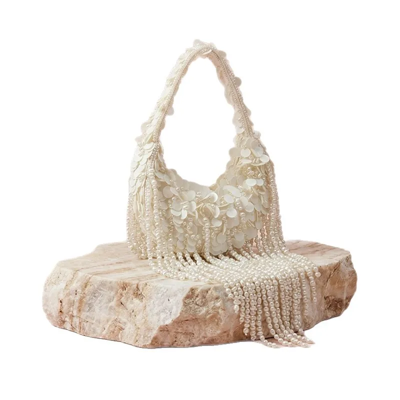 Luxury Pearls Tassel Evening Bags for Women Handbag Elegant Party Wedding Fashion Shoulder Beading Lady Dress Purse in Stock Hot