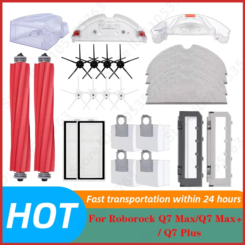 

For Xiaomi Roborock Q7 Max,Q7 Max+,Q7 Plus,T8 Hepa Filter Robot Vacuum Cleaner Spare Parts Main Side Brush mop cloth Dust Bag