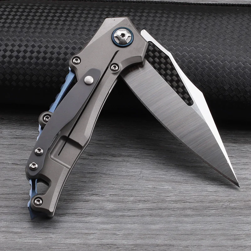 M390 Steel Titanium Alloy Handle Folding Knife Outdoor Camping High Hardness Lightweight Pocket EDC