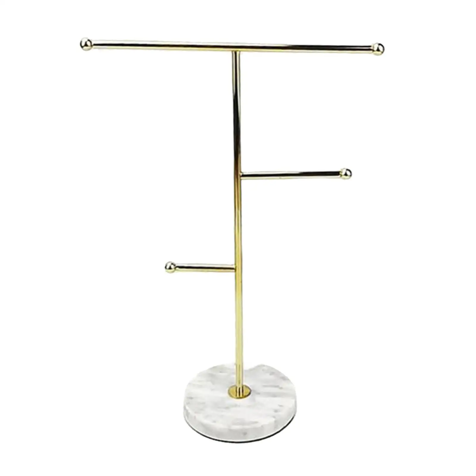 Jewelry Rack Organizer Stand Marble Base Metal Holder for Necklace Display Earring Storage Bracelet Hanger Chic