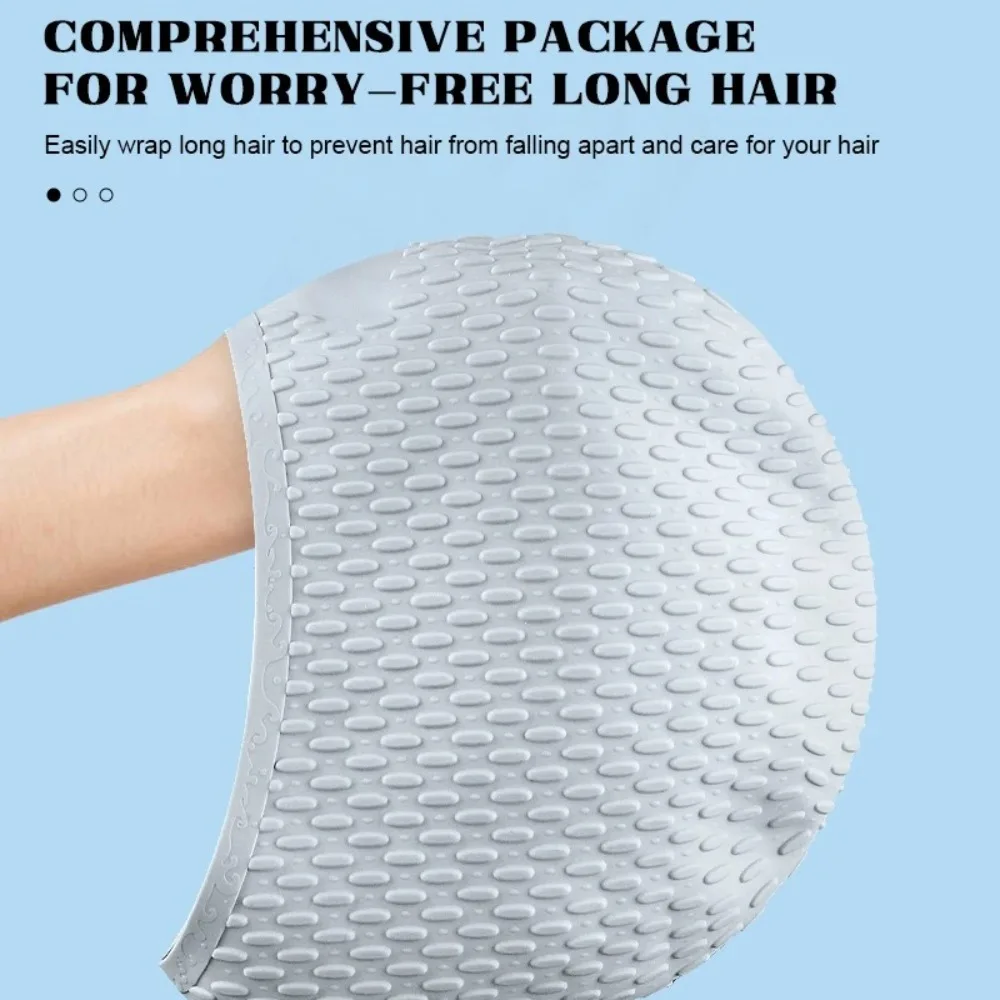 جودة الموضة عدم الانزلاق الجسيمات فقاعة قبعة السباحة حماية الأذن مريحة غطاء رأس السباحة للجنسين الرياضات المائية قبعة الاستحمام #5