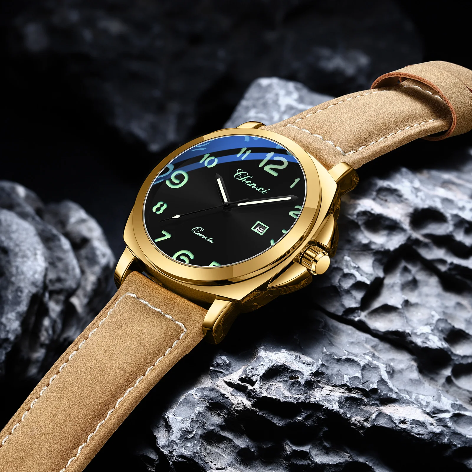 2025 CHENXI ساعة رجالي الحد الأدنى موضة الساعات الرياضية التقويم مقاوم للماء جلدية كوارتز ساعة رجالي ساعة الذكور relojes جديد