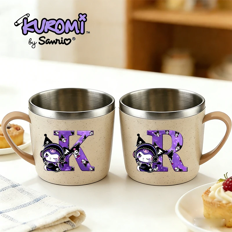 

Sanrio Kuromi Cute Water Cup Girl Stainless Steel Toothbrush Cup Child Cartoon A-Z Letter Home Coffee Milk Mug Water Bottle Gift