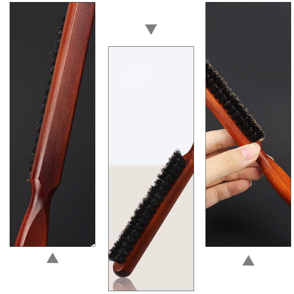 1pc Wave Curling Comb Brown 3-Row Bristle Teasing Brush For Styling Salon Tool Hairbrush Rat Tail Wooden Handle