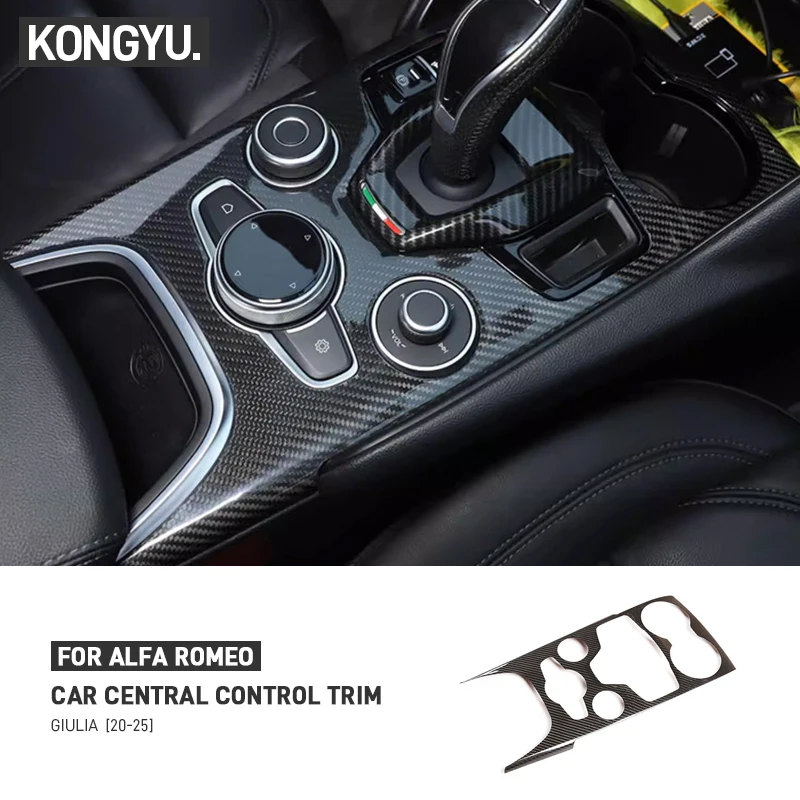 

For Alfa Romeo Giulia 2020-2025 Real Dry Carbon Fiber Car Central Control Gear Panel Decoration Cover Trim Sticker Accessories
