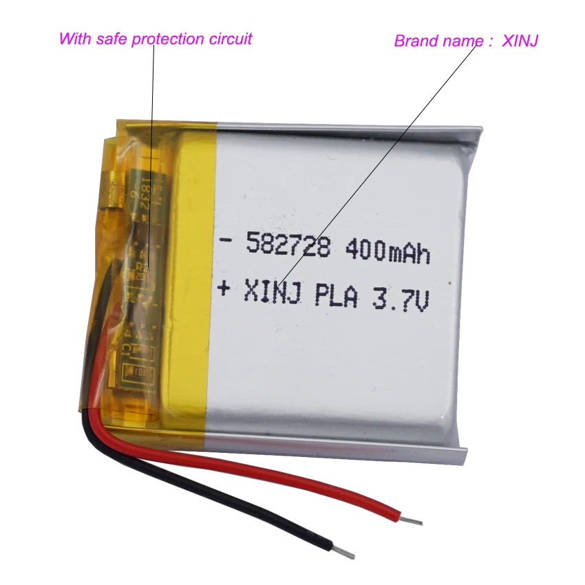 10 x 3,7 V 400 mAh 1,48Wh Li Lipo Bateria Recarregável 582728   Para gps relógio inteligente bluetooth alto-falante câmera mp3 mp4 mouse