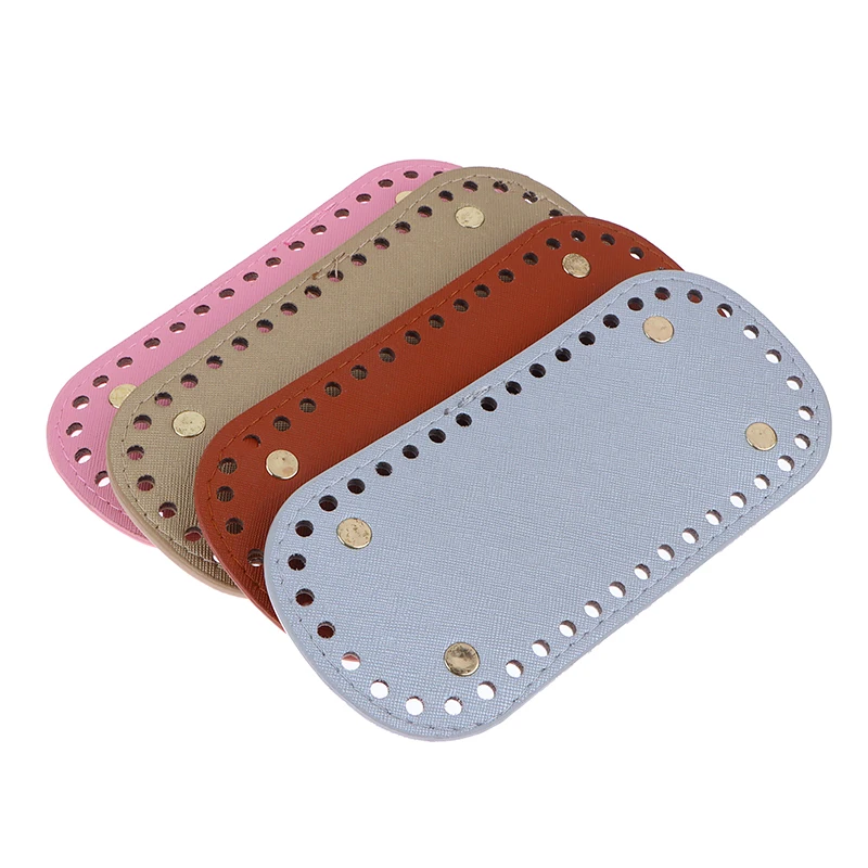 1pcs Oval Long Bottom for Knitted Bag PU leather Bag Accessories Handmade Bottom With 42 holes DIY Crochet Bag Bottom