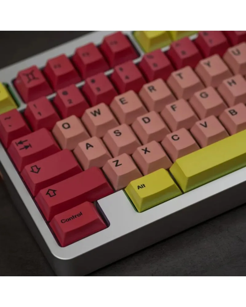 Pastel red pink and yellow durable pbt keycaps set high quality for custom mechanical keyboards