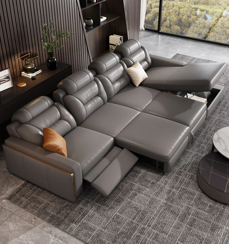 

Luxury Combination Modular Leather Corner Lounge Electric Sofa Modern L Shaped Living Room Sectional Sofa Furniture Set