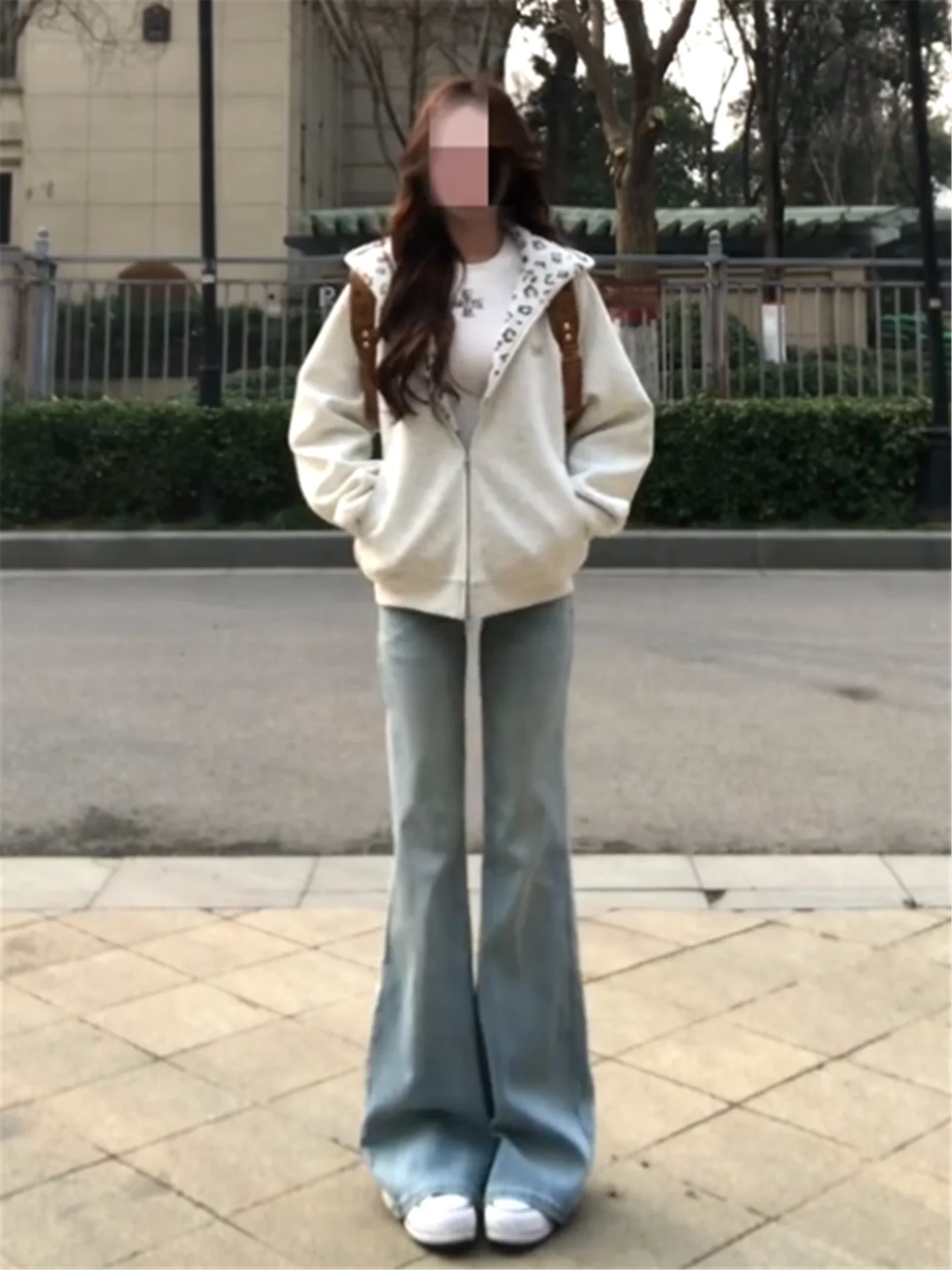 

Low Waist Bell Bottom Jeans Women's Loose Fit Spring Casual Cotton Denim Pants Bell Bottoms Wide Leg Floor Length
