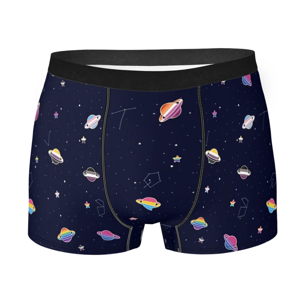 

LGBTQ Pride Planets Stars in Space Pattern LGBT Underpants Cotton Panties Male Underwear Sexy Shorts Boxer Briefs