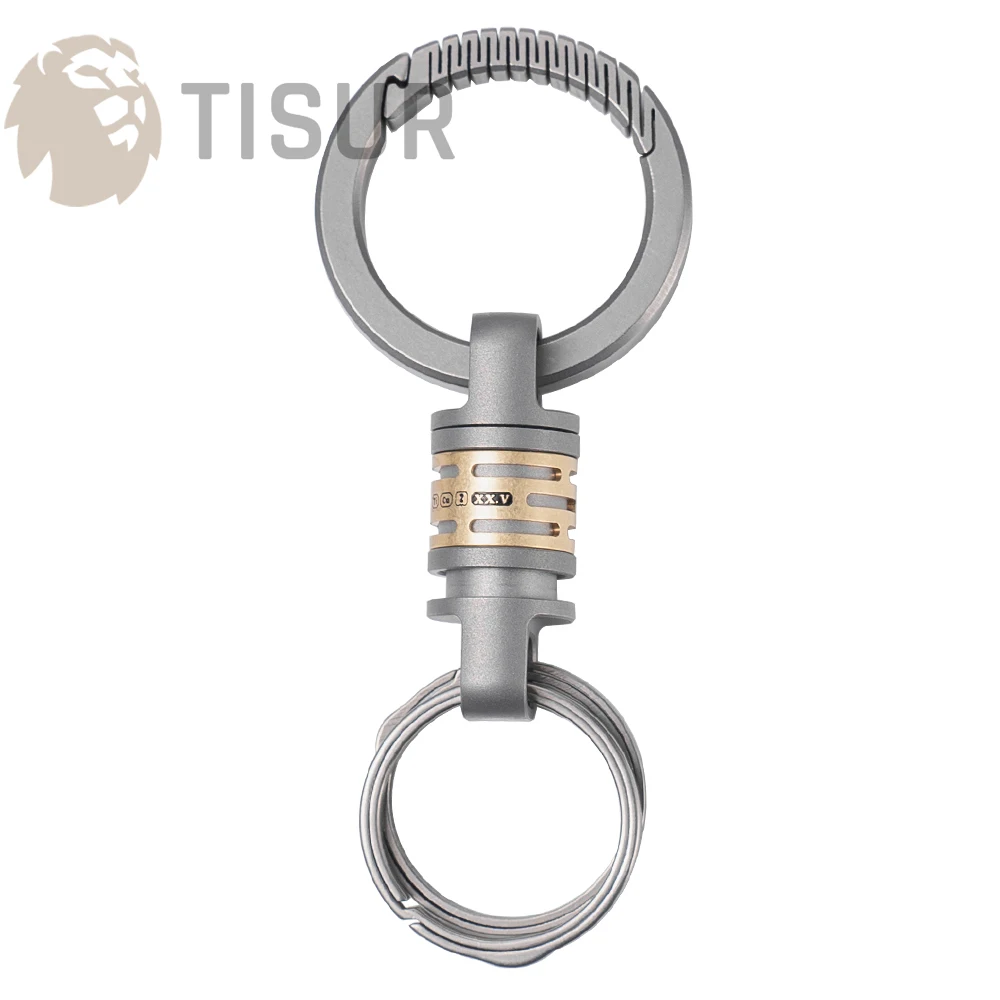 Titanium Round Carabiner Clip+Titanium Quick Release Swivel Keychain, Detachable Keychain Pull Apart Key Chain Carabiner Holder