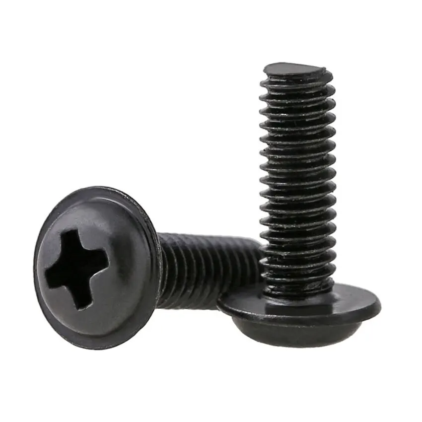 M1.4 M2 M2.5 M3 M4 M5 M6 Cross Phillips Pan Head With Washer Screw For PC Case Motherboard Mount DIY Computer Screws Black