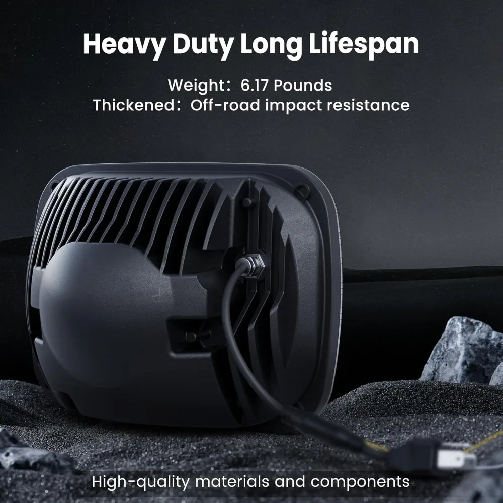 الأفضل - 2025 2000% مصابيح أمامية LED ساطعة 5x7 7x6 H6054 متوافقة مع جيب رانجلر YJ شيروكي XJ [DOT][مضادة للوهج]DRL