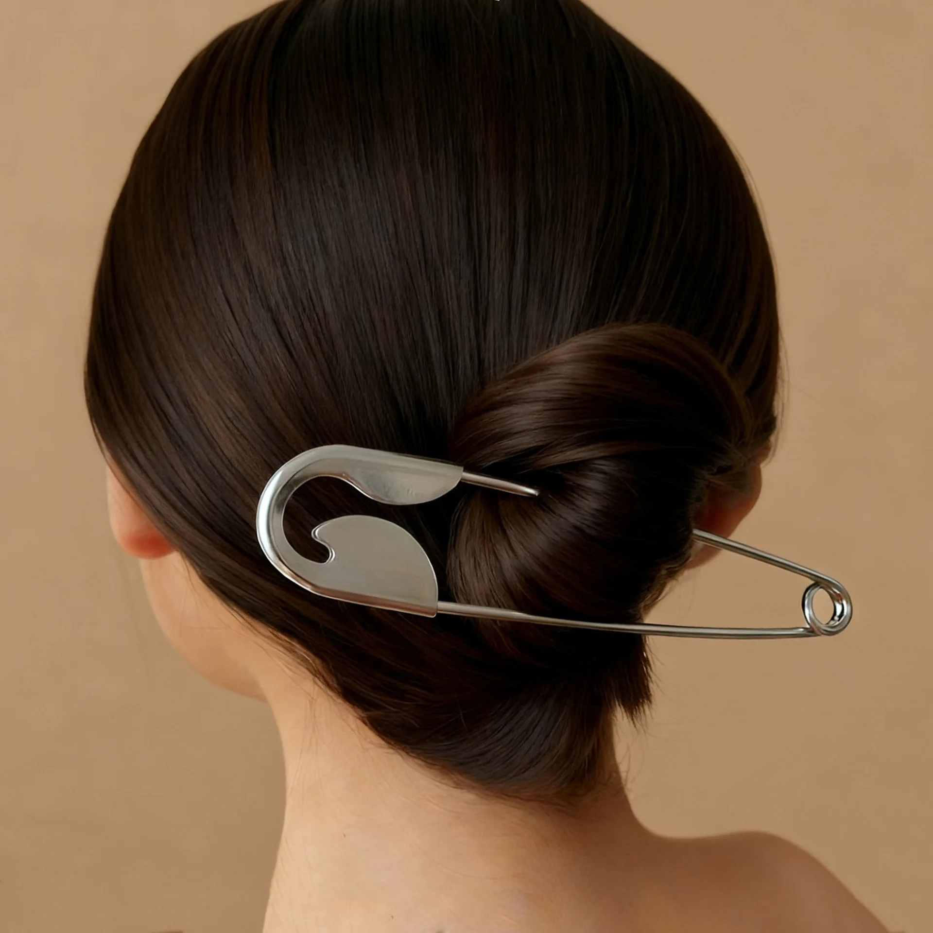 

Exaggerated Simple Creative Bright Silver Pin Metal Hairpin Large Hair Volume Multi-Head Distinctive Headwear