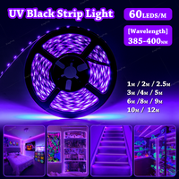 1-12m UV black strip light,DC 5V,USB plug,385-400nm,60 LED/m,lighting painting,luminous party,fluorescent poster,living room