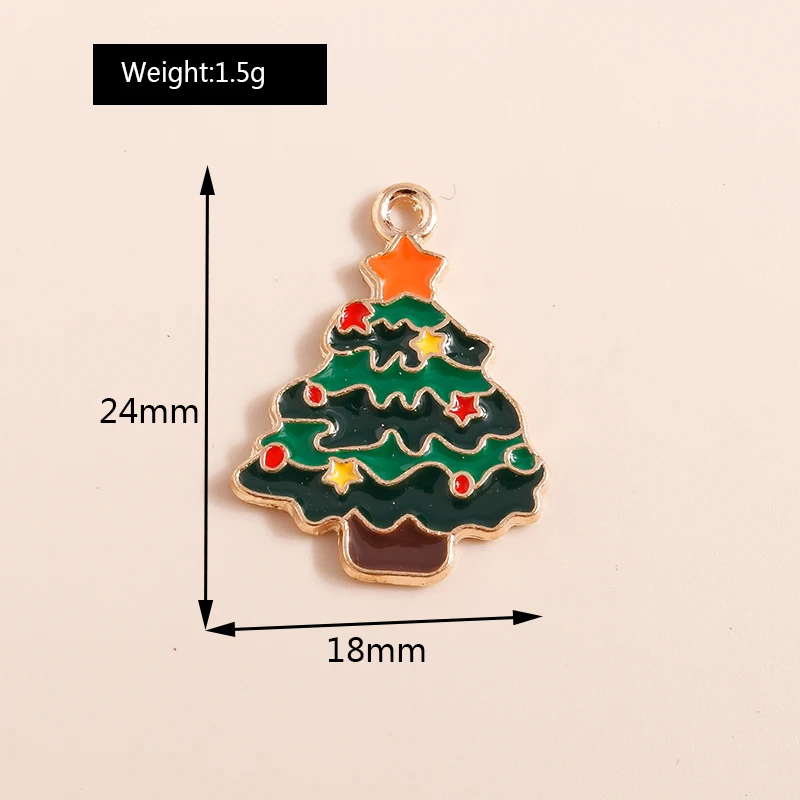 20 Stück gemischte niedliche Emaille-Weihnachtsbaum-Anhänger für die Schmuckherstellung, Tropfenohrringe, Halsketten, Armbänder, DIY-Bastelzubehör – Detail 26
