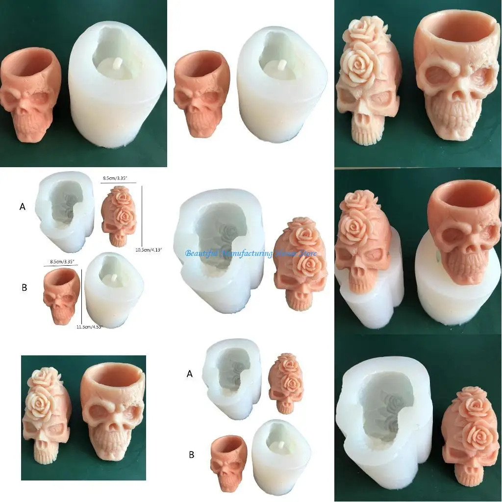 

E56A Resin Mold DIY Craft Rose Flower Skull Soap Molds for DIY Craft Jewelry Making