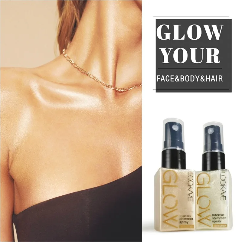 Shimmer Oil Spray Waterproof Long Lasting Moisturizing Gold Bronze Contour Brightening for Face Body Sparkle Liquid Highlighter