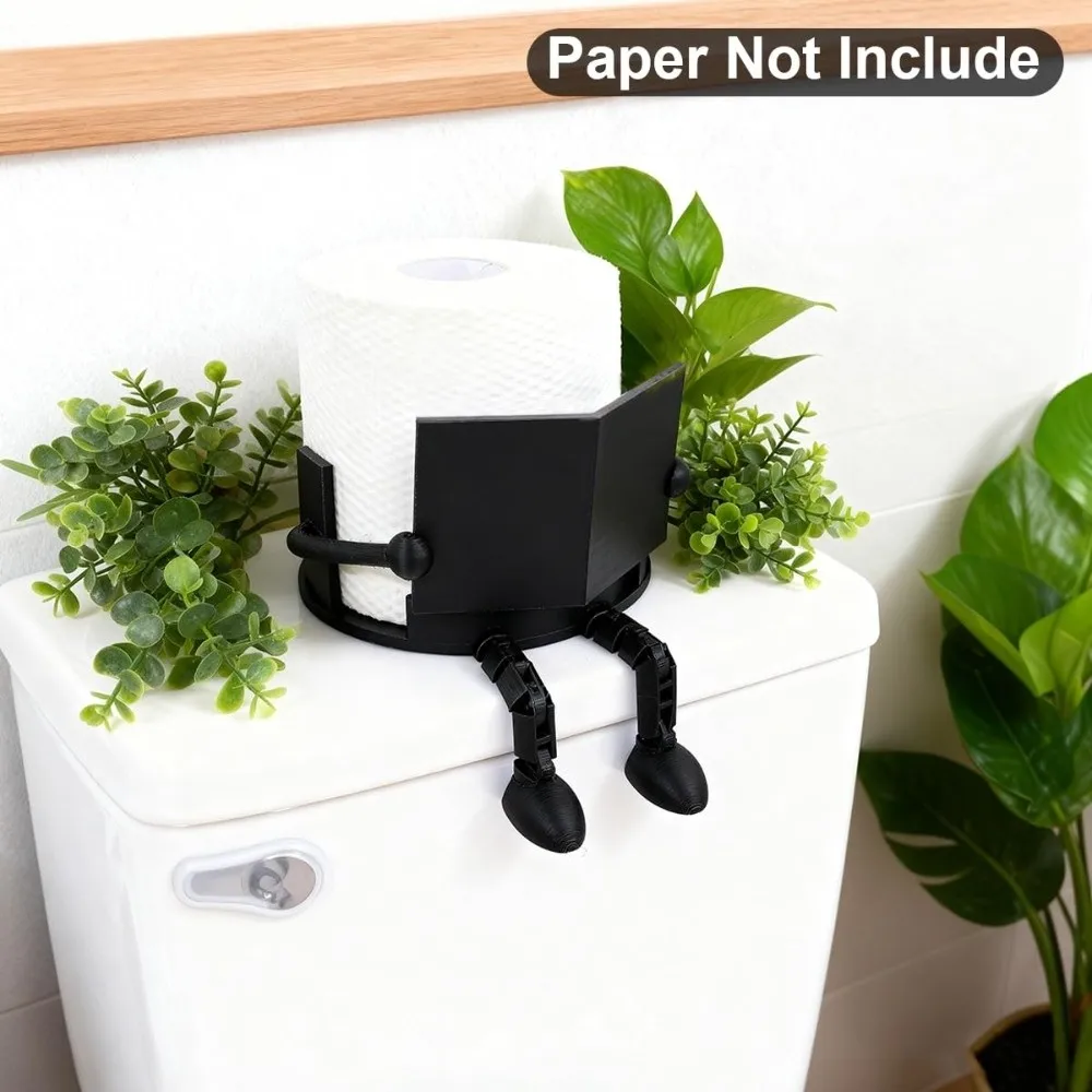 3D Printed Toilet Paper Holder PP Table Stand Vertical Tissue Holder Black White Reading Buddy Decorative Ornament Bathroom Use