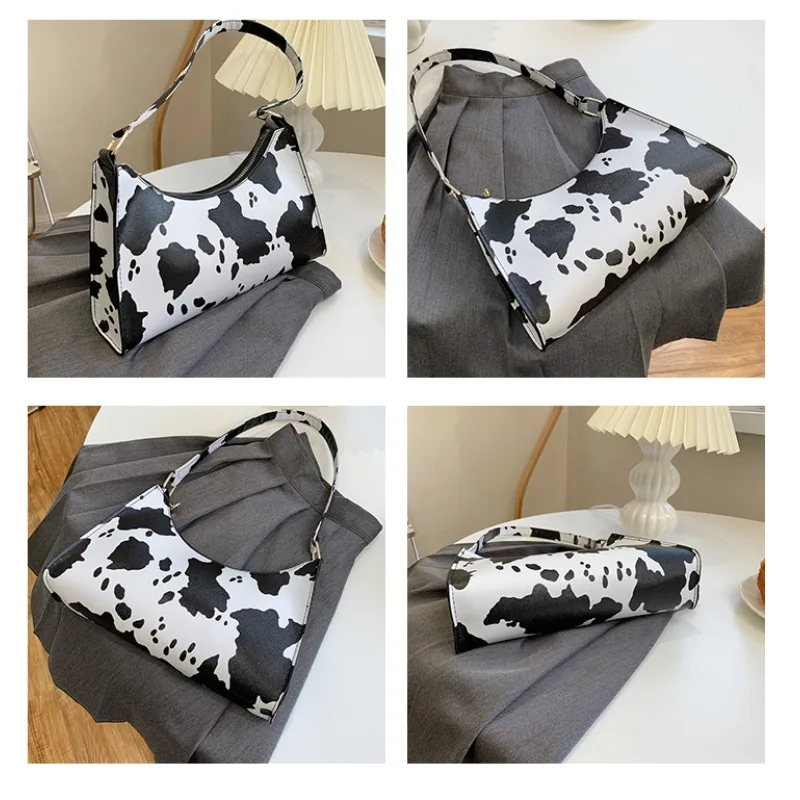Tas Selempang Pola Sapi High Street untuk Wanita 2025 Tas Ketiak Pola Leopard Trendi Ins Serbaguna Fashion Tas Tangan Sederhana