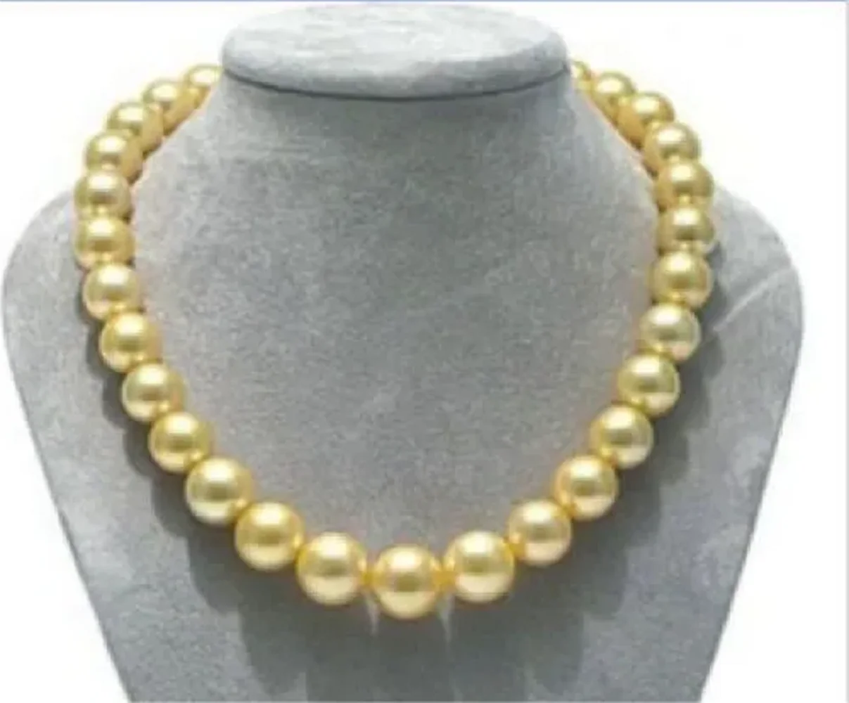 

18 inch AAAA 10-9mm South Sea Authentic Gold Natural Pearl Necklace 14K Clip 18inch-36inch