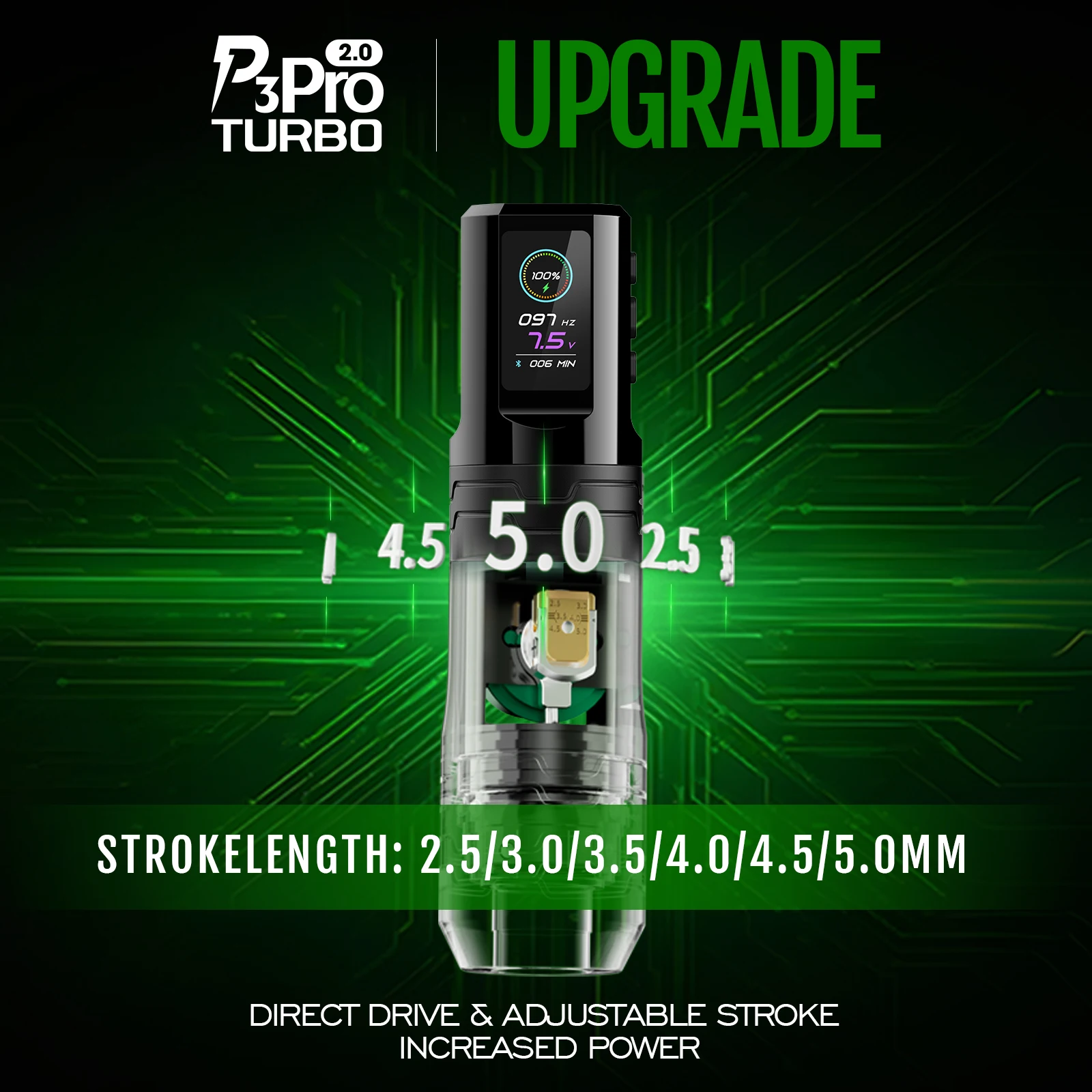 EZ P3 Pro Turbo 2.0 Wireless Battery Tattoo Pen Machine 2.5-5.0mm