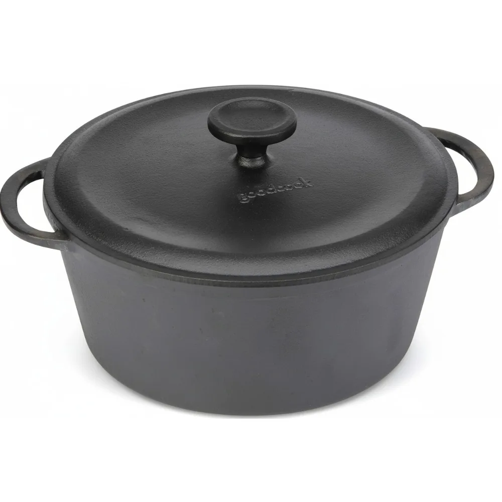 

5-Quart Pre-Seasoned Cast Iron Dutch Oven, Even Heating for Soups, Stews & Baking, Family & Camping Use