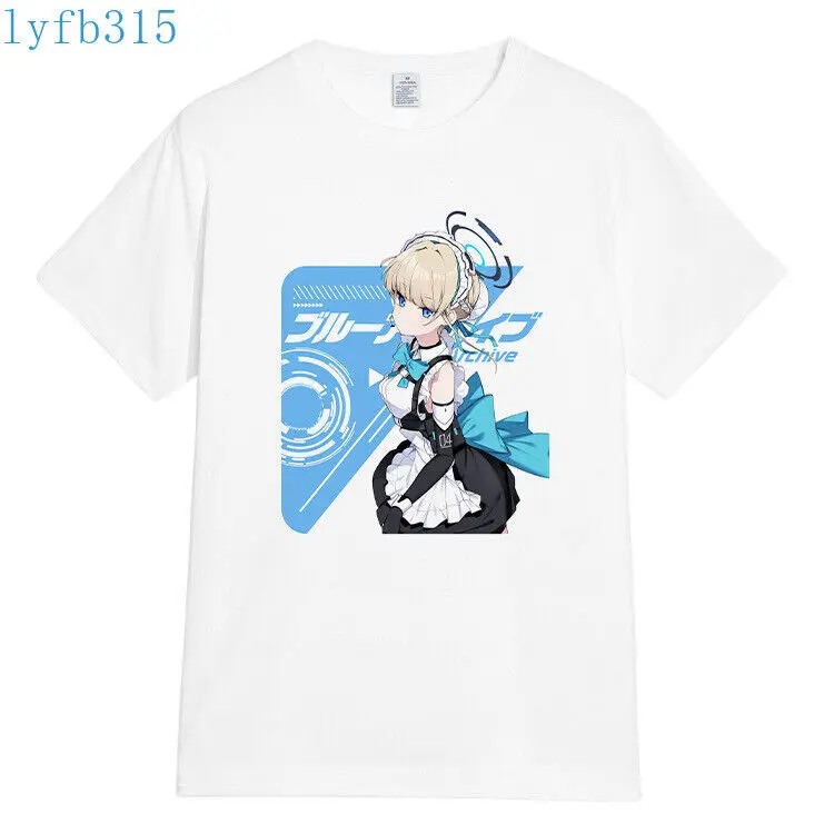 

Anime Blue Archive T-Shirts Men Women White Short Sleeve Basic Tops #G