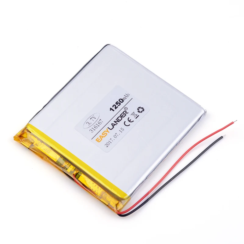 3.7V 316167 1250mAh Rechargeable Lithium Li-ion Li Polymer Battery For navigation tablet phone