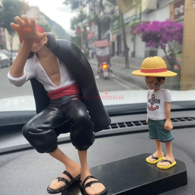 One Piece Anime Action Figure, Monkey D Luffy, Quatro Imperadores, Shanks, Chapéu de Palha, PVC Modelo Carro, Estátua Ornamentos, Brinquedos Boneca