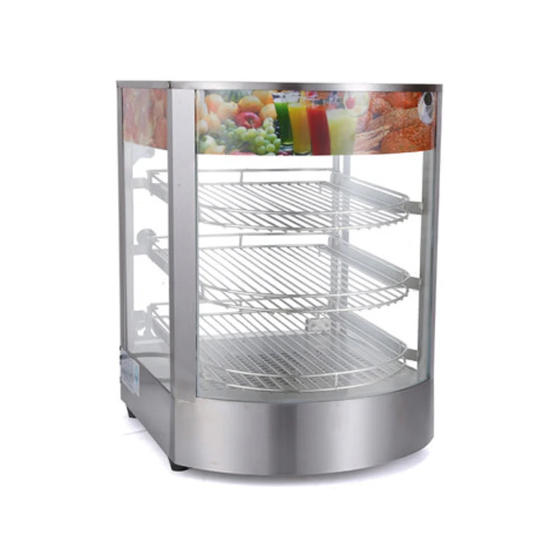 Counter Top Hot Frozen Food Display Warmer / Snack Warmer Display / Glass Food Warmer Display Showcase