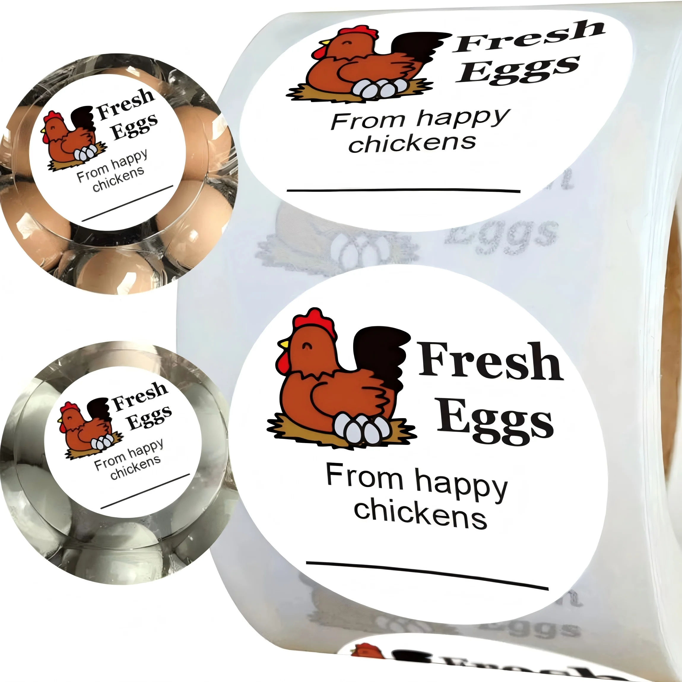 

500 шт. этикеток для яиц Happy Chicken, 1,5 дюйма, для свежих яиц с фермы, наклейки для упаковки яиц, для картонных коробок с куриными яйцами