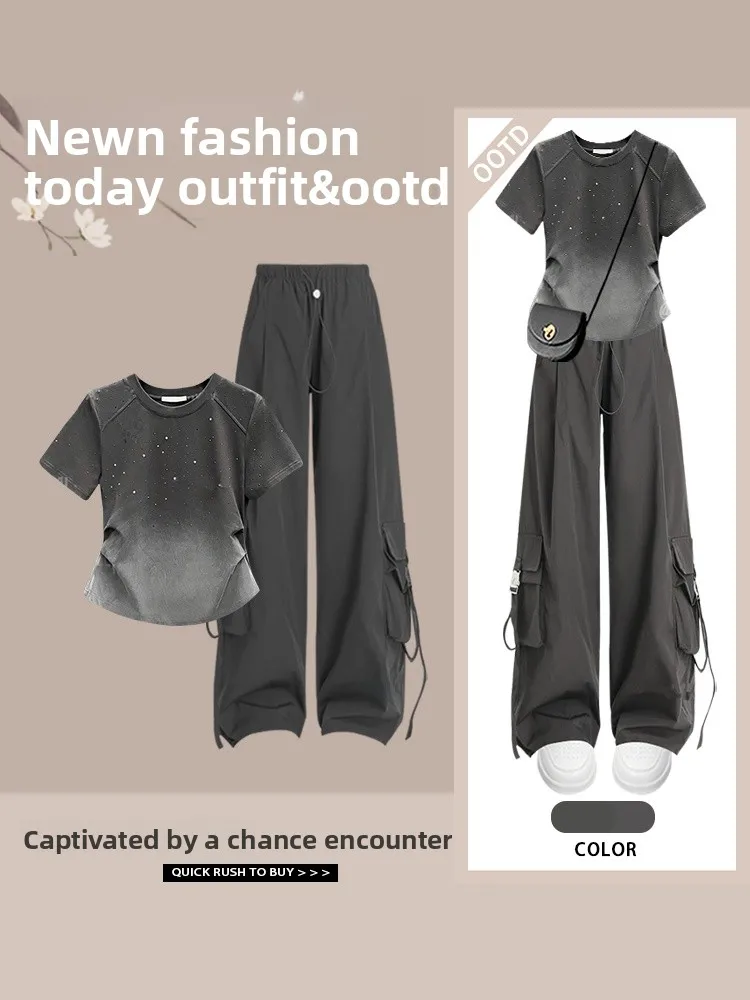 

Faionable adient Design Спецодежда Брюки Комплект из двух предметов Для похудения с плечами Высококачественный универсальный летний наряд Полиэфирное волокно