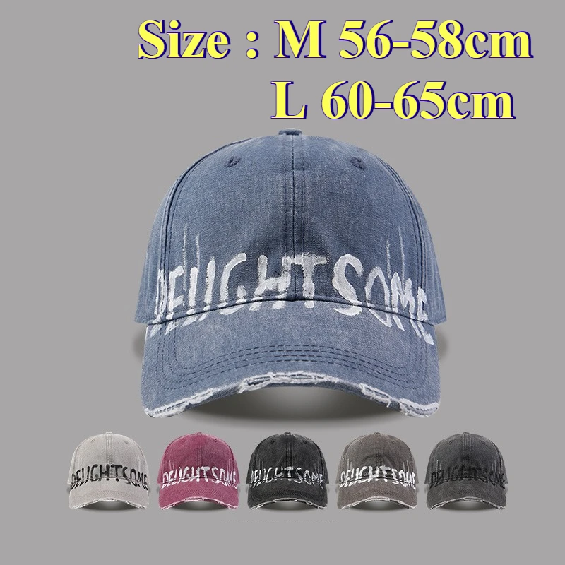 Extra Large Size Baseball Cap for Big Head Unisex Distressed Cotton Soft Top Hat with Letter Adjustable Vintage Caps For Women
