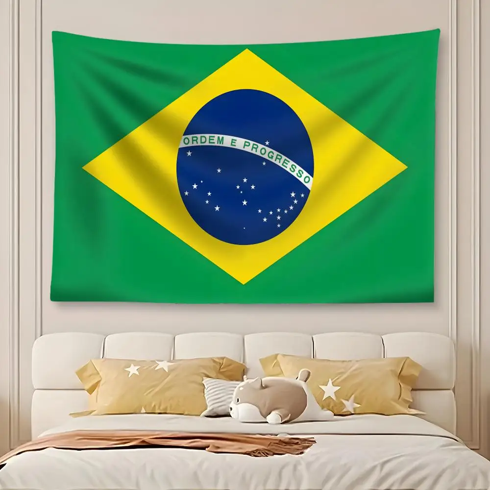 Brazil Flag Tapestry Custom Home Living Room Bedroom wall decor Wallpaper Backdrop Cloth With Clips
