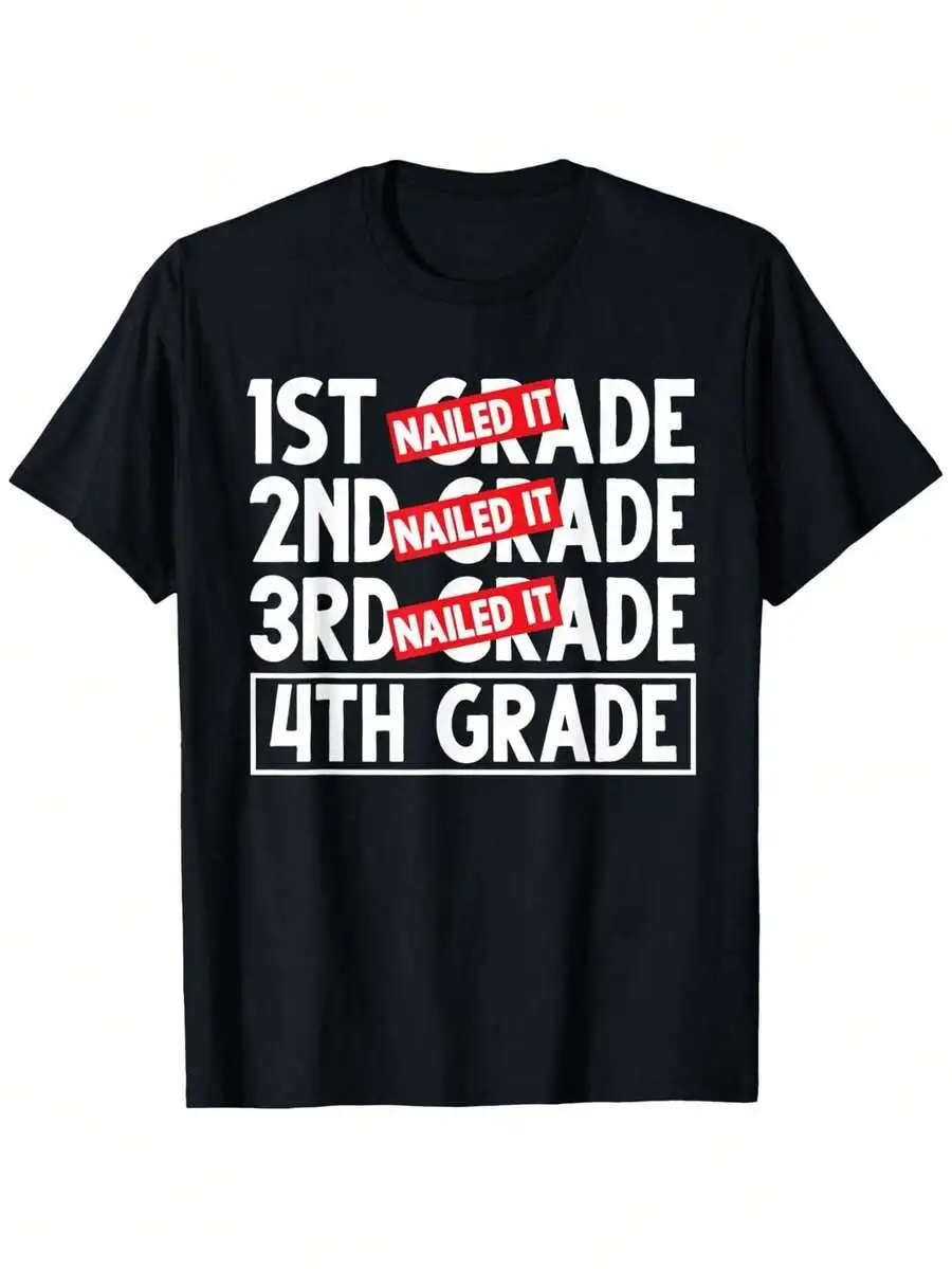 Boys''Nailed It' School Grade Progress T-Shirt -Fourth Grade, Suitable For Children's Back-To-School Season