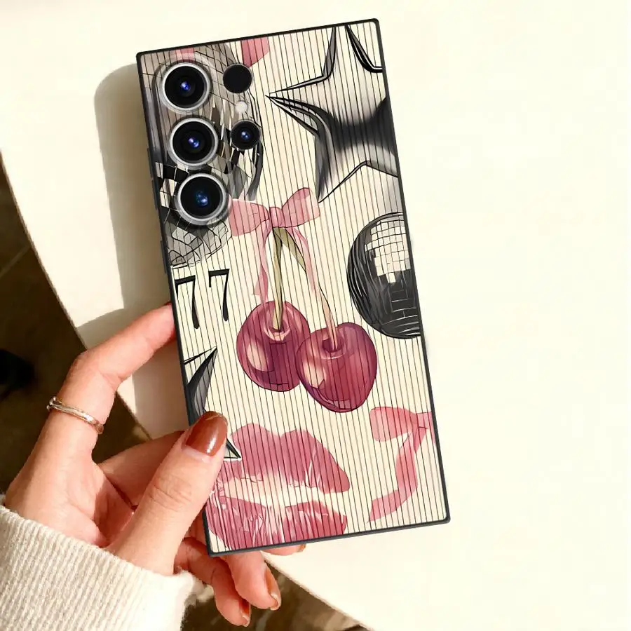 Case for Samsung Galaxy S26 Ultra S10 S24 Plus S25+ S26+ S21 S25 FE Note 20 S22 S23 S20 Phone Cover Fashion Cherry