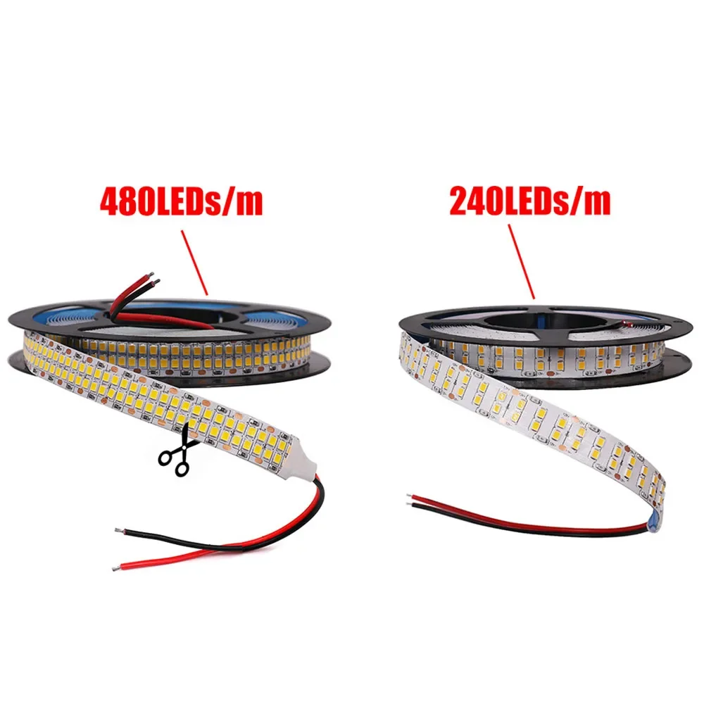 

5M Double Row 2835 led strip 480 leds/M 2400 leds White /Warm white IP20 Non waterproof Flexible Tape Rope Stripe LED Light 12V