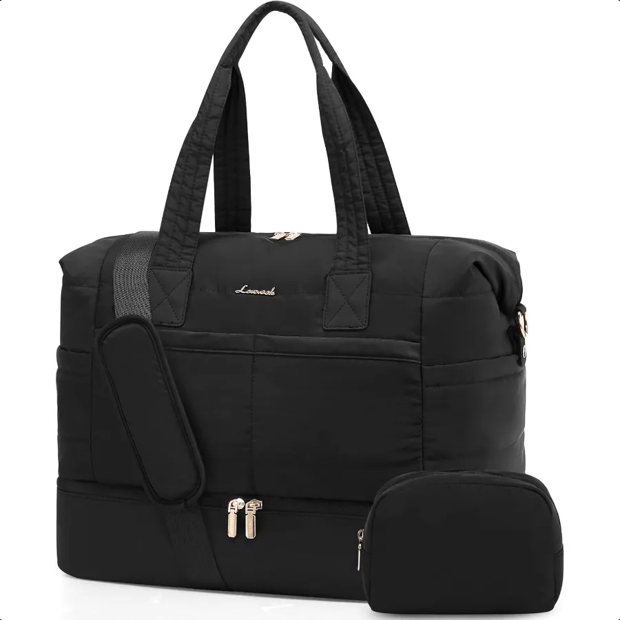 

Large Women Travel Duffle Bag Carry on Overnight Bag with Shoe Compartment and Toiletry Bag Weekend Travel Duffel Tote Bag Yoga