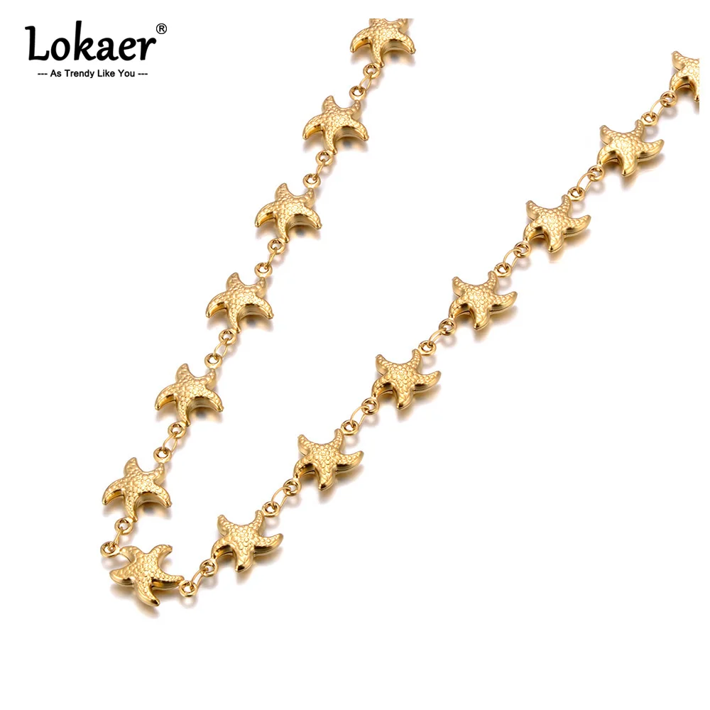 Lokaer Neue Edelstahl Metall Seestern Mode Strand Urlaub Halskette Handgemachte Wasserdichte Sommer Schmuck für Frauen N25017