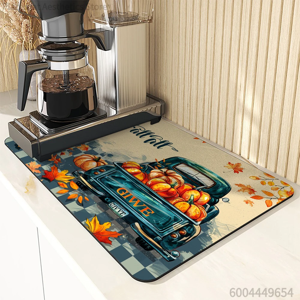 Absorbent Anti-slip Coffee Dish Mats Pickup Squash Large Kitchen Absorbent Draining Mat Drying Mat Quick Dry Bathroom Drain Pad