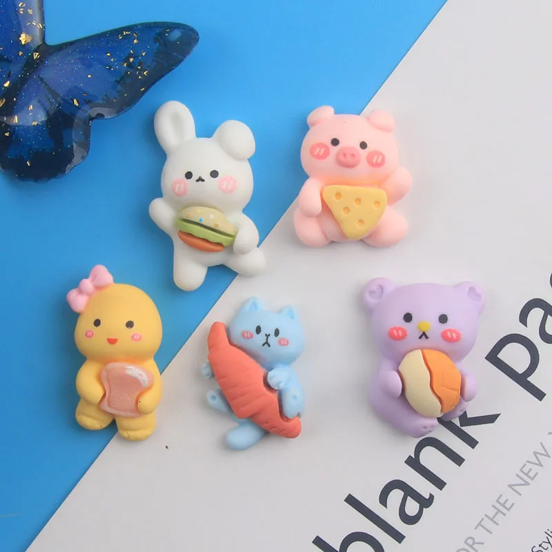 20pcs Kawaii Resin Flatback Cabochons Scrapbooking Cute Animal Rabbit Cat For DIY Craft Accessories Home Christmas Decoration